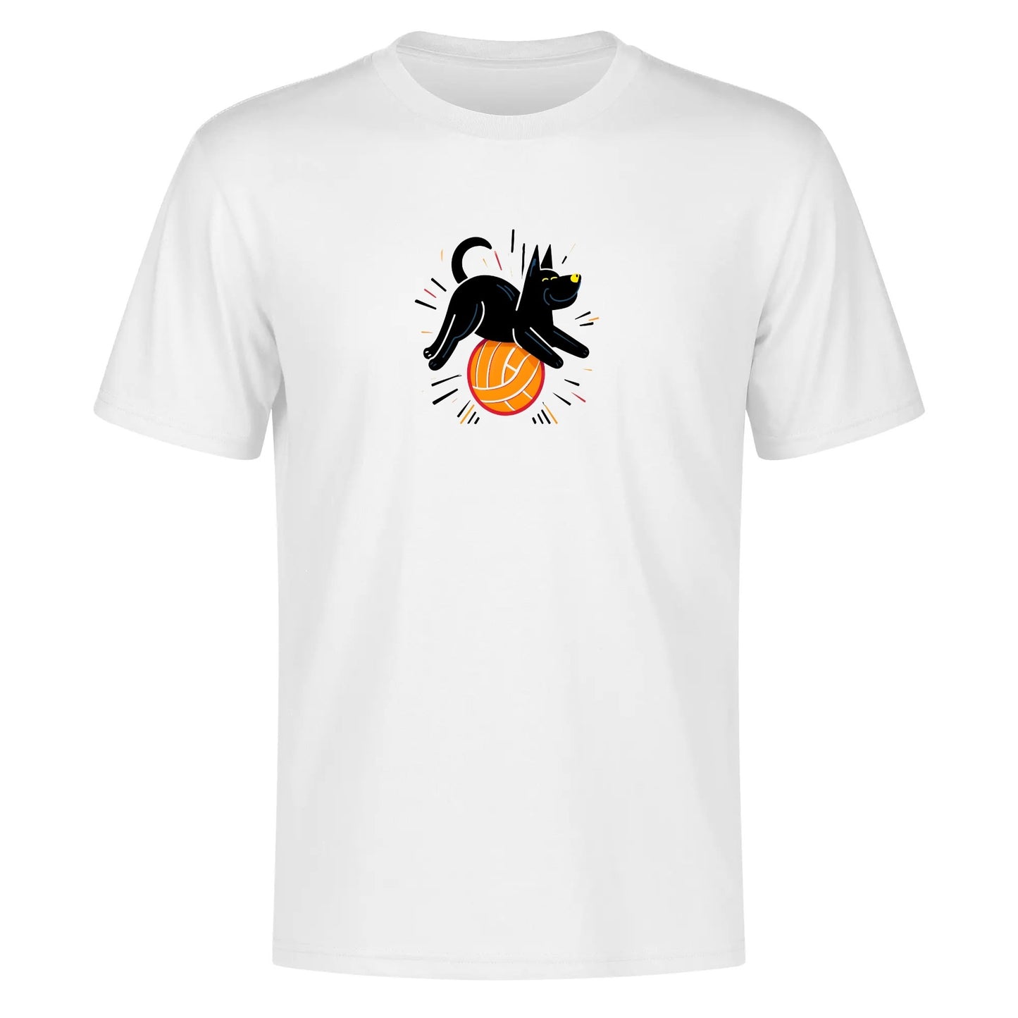 Swing Artists Playful Pop Art: Black Dog on Orange Volleyball T-Shirt