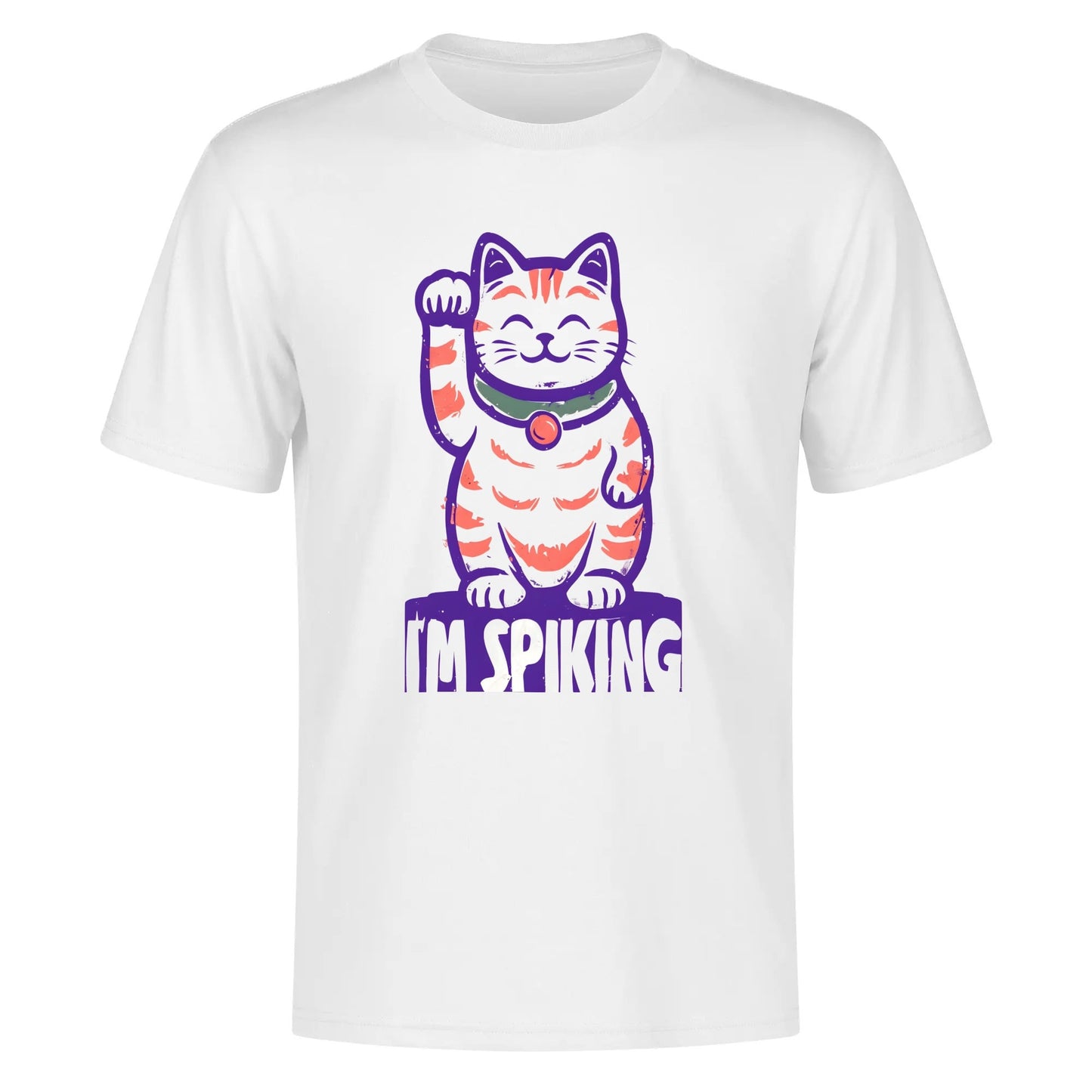 Swing-artist, Whimsical Cartoon Maneki-Neko Beckoning Cat With Bold Colors Tee